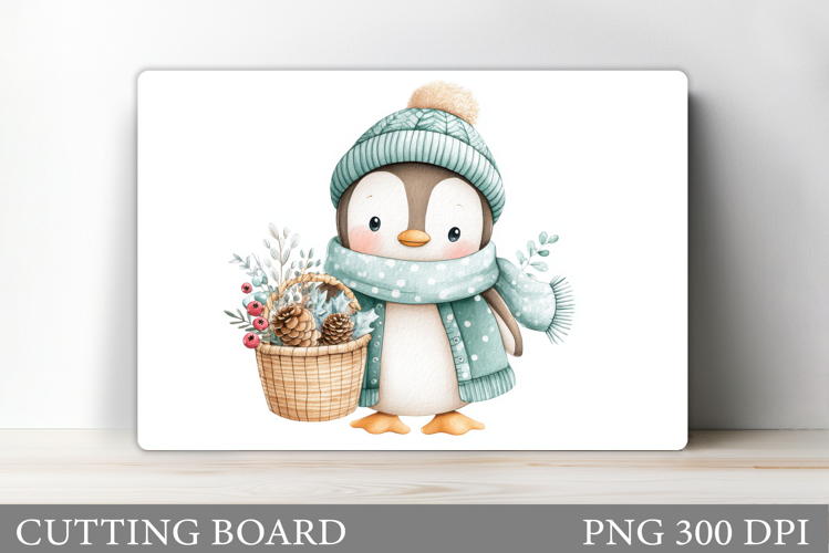 Cute Penguin Cutting Board. Christmas Cutting Board Design