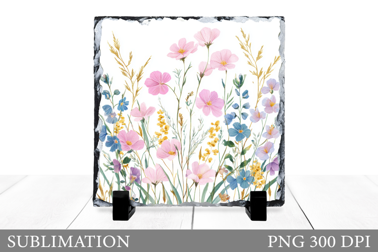 Flowers Square Sublimation. Wildflowers Slate Design