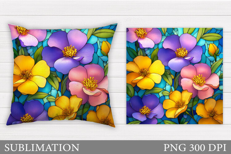 Flowers Pillow Sublimation. Floral Pillow Design example image 1