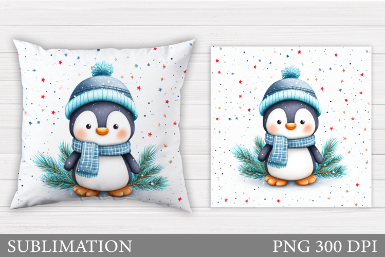 Christmas Penguin Pillow. Christmas Pillow Sublimation