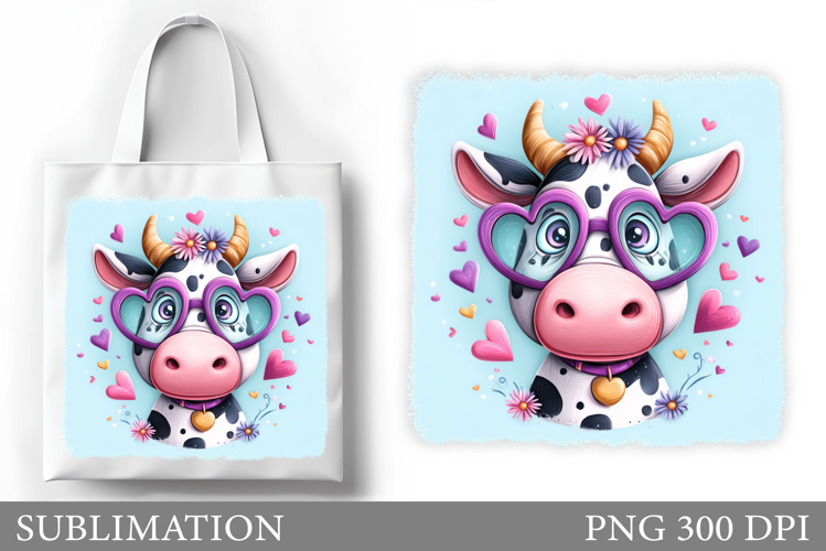 Cute Cow Tote Bag Design. Cute Cow Sublimation
