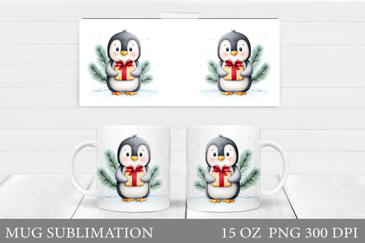 Christmas Penguin Mug Design. Christmas Mug Sublimation