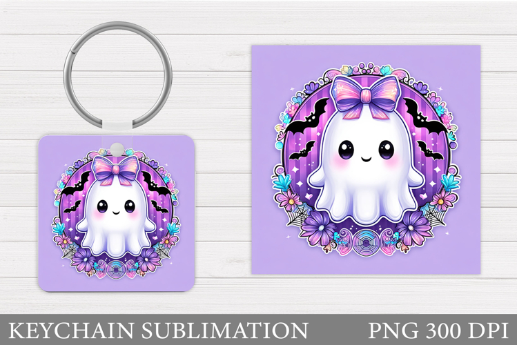 Halloween Ghost Keychain. Halloween Keychain Sublimation