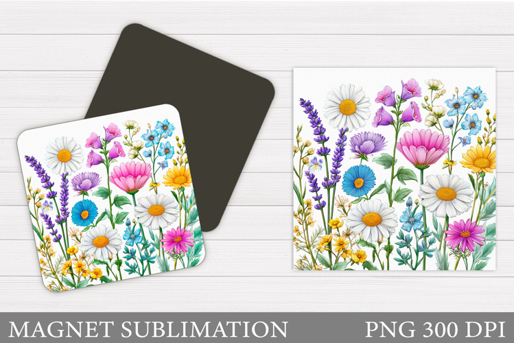 Wildflowers Magnet Design. Flowers Magnet Sublimation