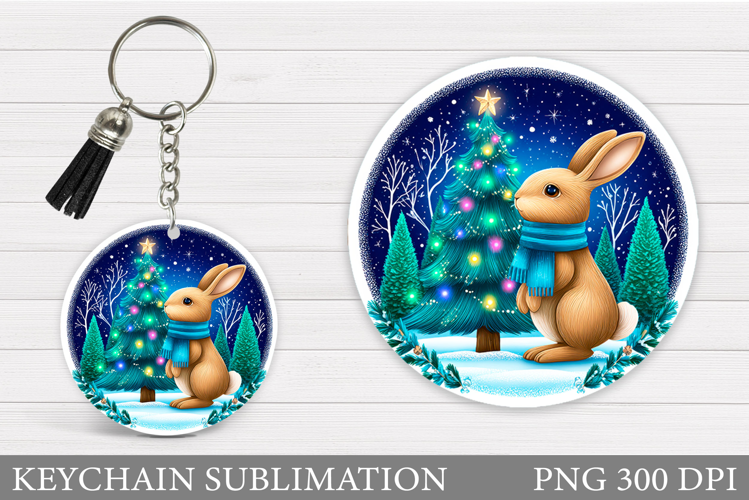 Christmas Bunny Keychain. Christmas Keychain Design