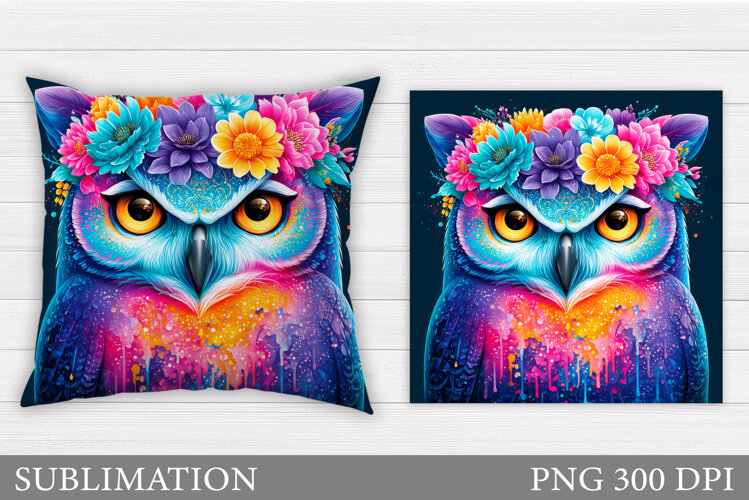 Owl Pillow Design. Owl Sublimation example image 1