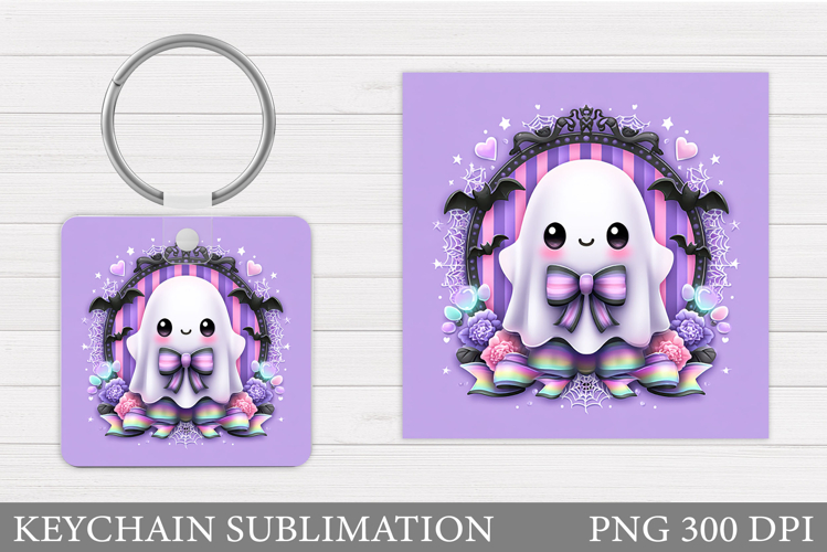 Halloween Keychain Sublimation. Ghost Keychain Design