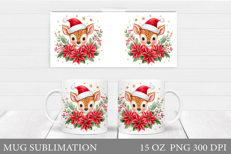 Christmas Deer Mug Design. Cute Deer Mug Sublimation example image 1