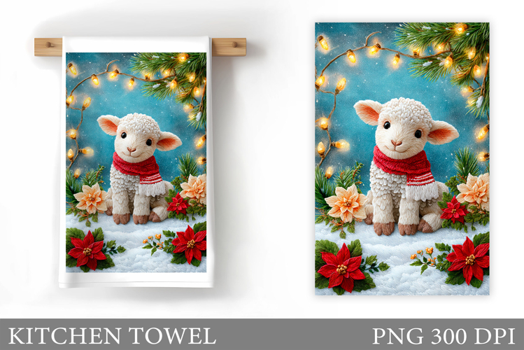 Christmas Lamb Kitchen Towel. Christmas Kitchen Towel Design