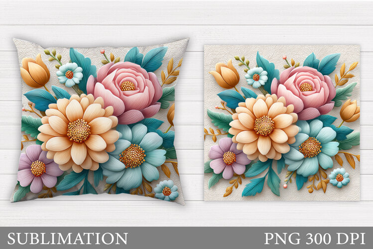 Flowers Pillow Design. Floral Pillow Sublimation example image 1