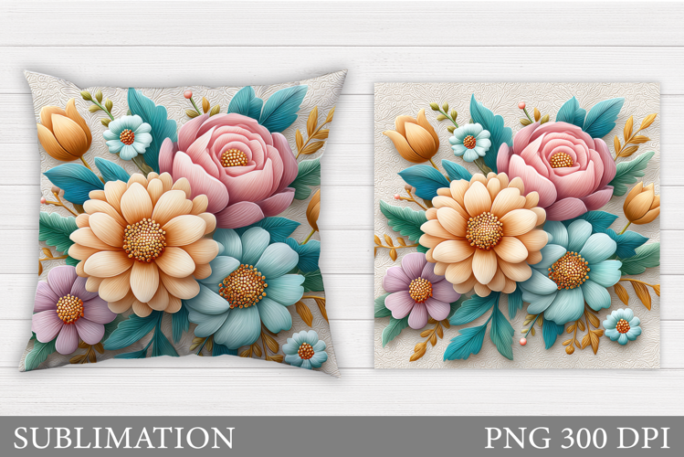 Flowers Pillow Design. Floral Pillow Sublimation