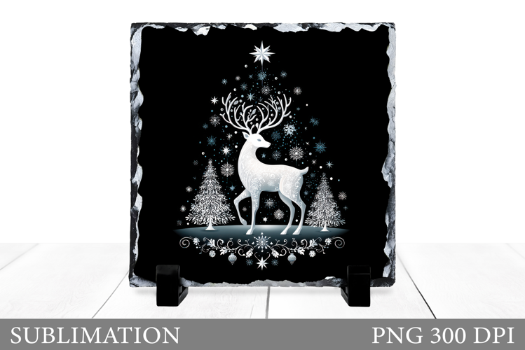 Christmas Reindeer Sublimation. Christmas Deer Slate Design