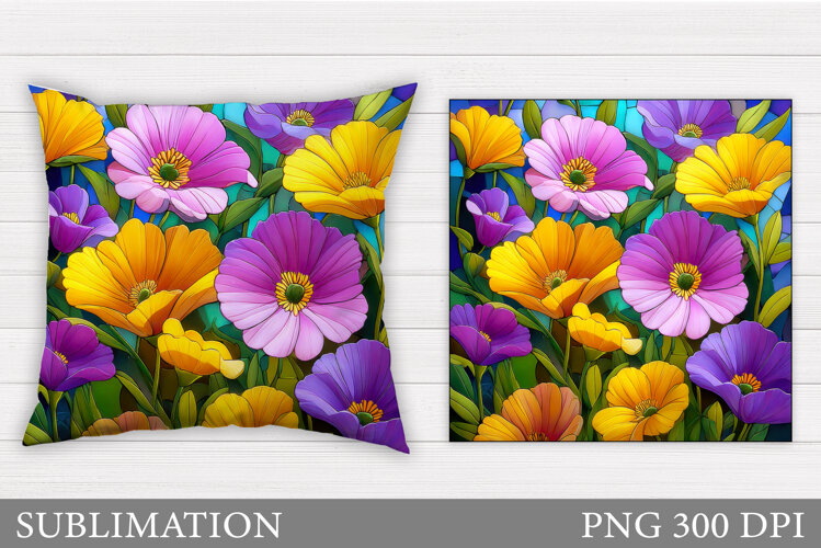 Flowers Pillow Sublimation. Floral Pillow Design example image 1