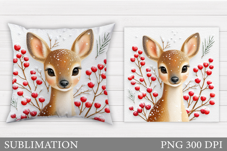 Christmas Deer Pillow Design. Christmas Pillow Sublimation
