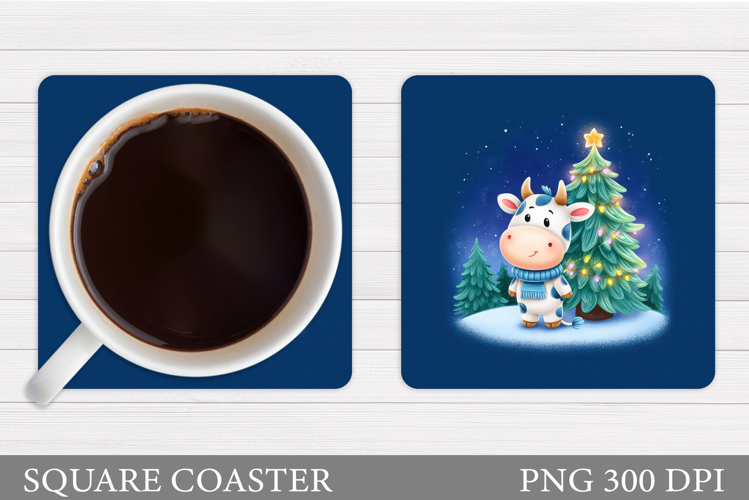 Christmas Cow Coaster. Christmas Cow Coaster Sublimation