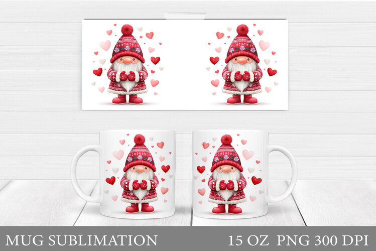 Valentines Gnome Mug. Valentines Mug Sublimation example image 1