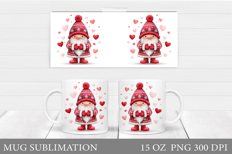 Valentines Gnome Mug. Valentines Mug Sublimation