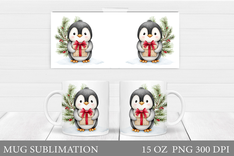 Christmas Penguin Mug Sublimation. Christmas Mug Design