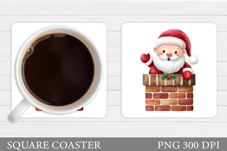 Cute Santa Coaster Sublimation. Santa Claus Coaster Design