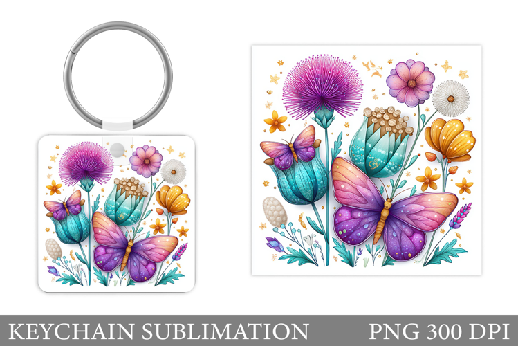 Butterflies Keychain Design. Butterfly Keychain Sublimation