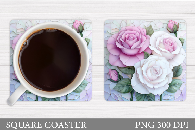 Roses Coaster Sublimation. Flowers Coaster Design