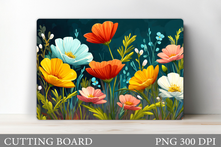Flowers Cutting Board Sublimation. Wildflowers Cutting Board