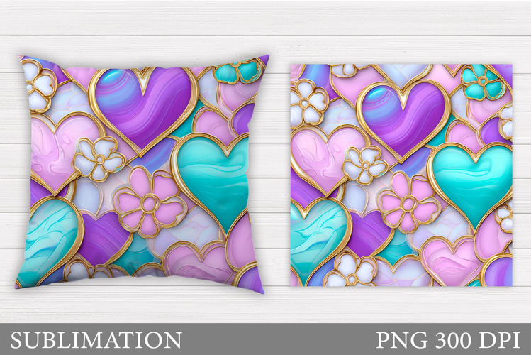 Hearts Pillow Design. Valentines Pillow Sublimation