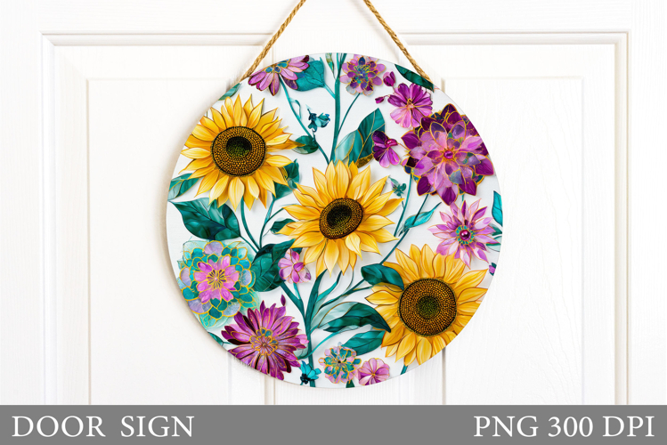 Flowers Door Sign Design. Floral Door Sign Sublimation