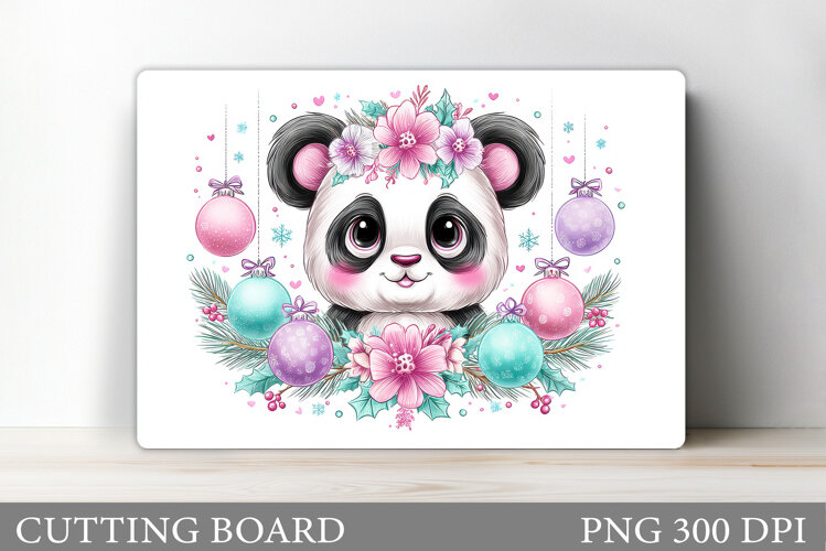 Christmas Panda Cutting Board. Christmas Cutting Board example image 1