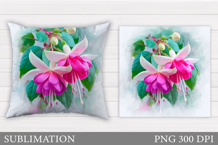 Floral Pillow Sublimation. Flowers Sublimation example image 1