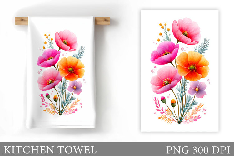 Wildflowers Kitchen Towel. Flowers Kitchen Towel Sublimation example image 1