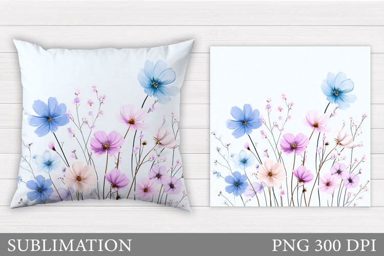 Flowers Pillow Design. Floral Pillow Sublimation example image 1