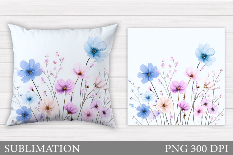 Flowers Pillow Design. Floral Pillow Sublimation