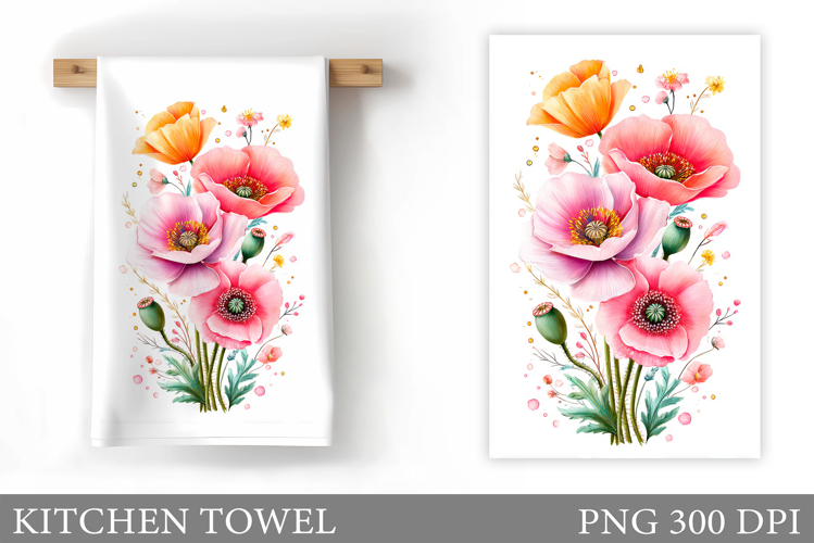 Flowers Kitchen Towel. Wildflowers Kitchen Towel Design