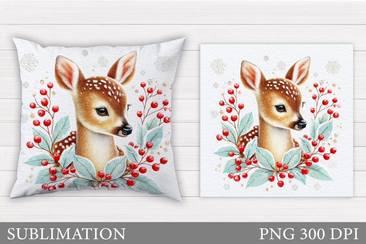 Christmas Deer Pillow Design. Christmas Pillow Sublimation