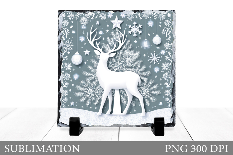 Christmas Reindeer Sublimation. Christmas Deer Slate Design