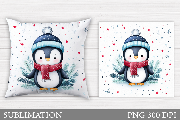 Christmas Penguin Pillow. Christmas Pillow Design
