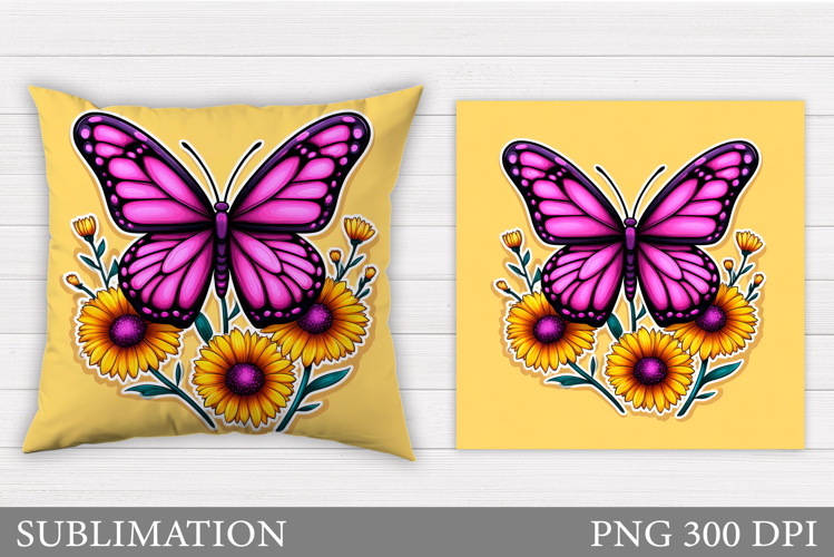 Butterfly Flowers Sublimation. Butterfly Pillow Sublimation