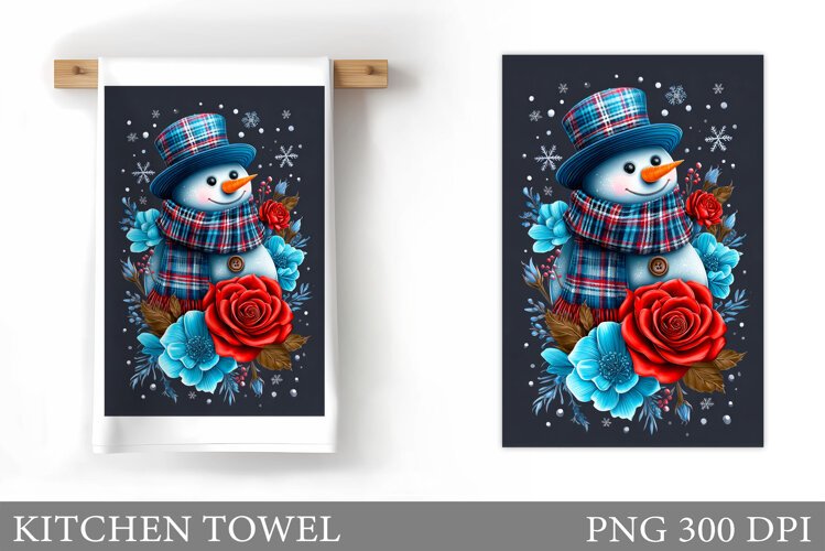 Snowman Kitchen Towel Design. Christmas Kitchen Towel example image 1