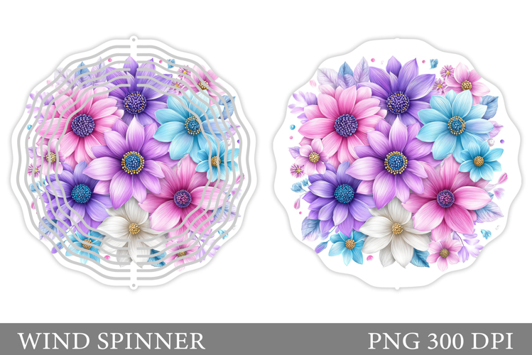 Floral Wind Spinner Sublimation. Flowers Wind Spinner Design