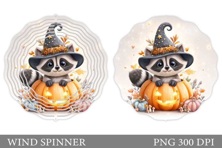 Cute Raccoon Wind Spinner. Cute Halloween Wind Spinner