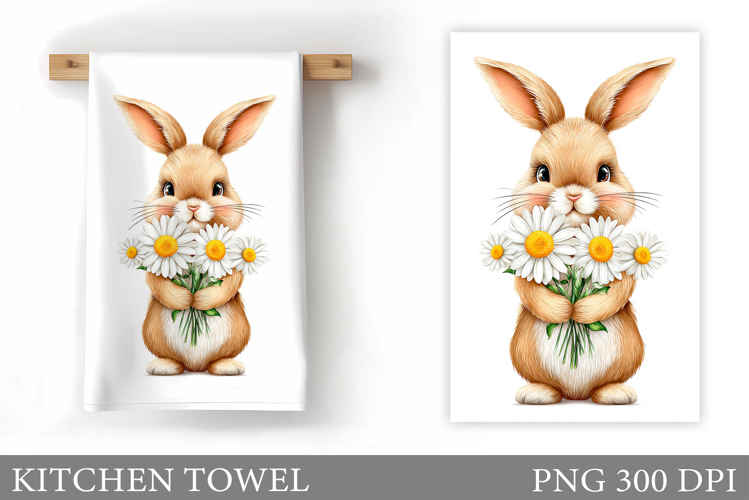 Cute Bunny Kitchen Towel Design. Cute Bunny Sublimation