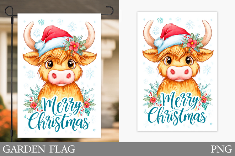 Christmas Cow Garden Flag. Christmas Garden Flag Sublimation