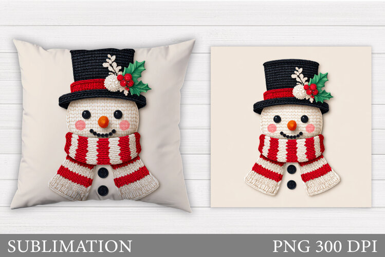 Snowman Pillow Sublimation. Christmas Pillow Design example image 1