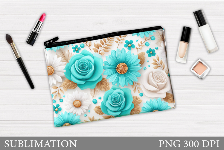 Flowers Makeup Bag Design. Floral Makeup Pouch Sublimation example image 1