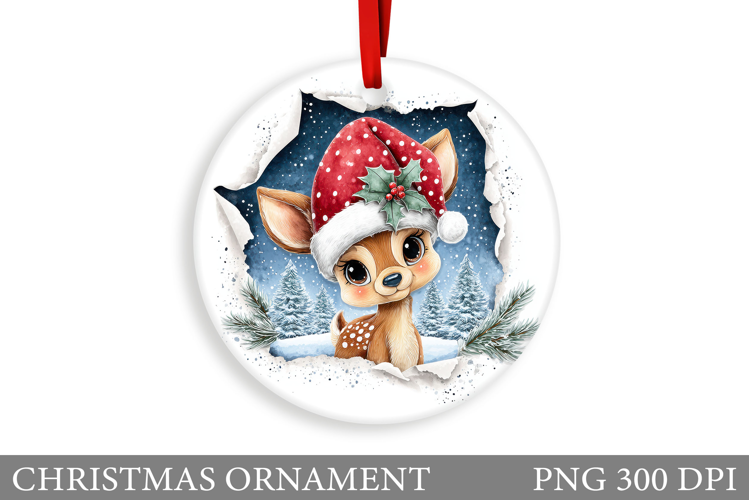 Cute Deer Christmas Ornament. Christmas Deer Ornament Design