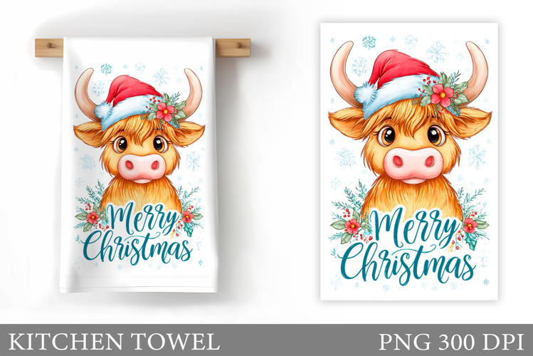 Christmas Cow Kitchen Towel Design. Christmas Kitchen Towel