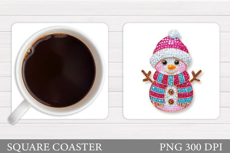 Sparkling Snowman Coaster. Christmas Coaster Sublimation