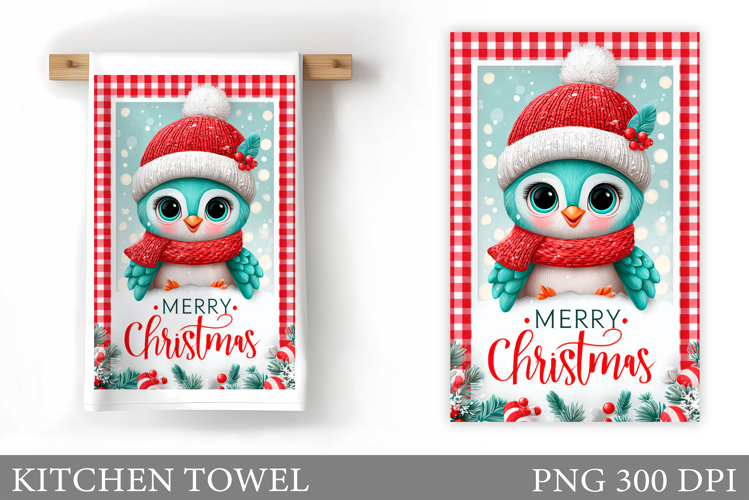 Christmas Peacock Kitchen Towel. Christmas Kitchen Towel