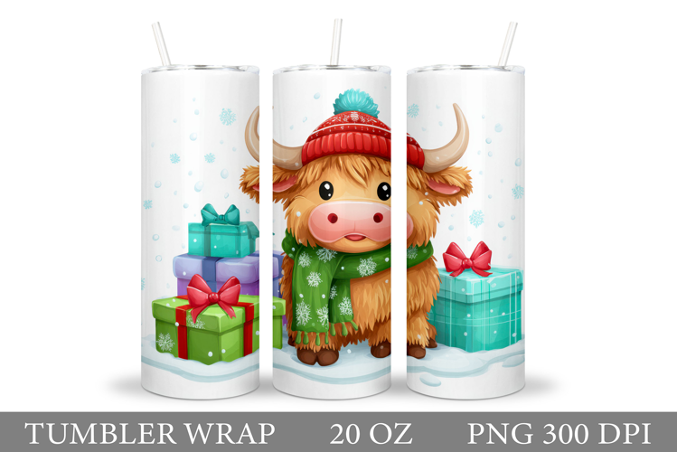 Christmas Cow Tumbler Design. Christmas Tumbler Sublimation